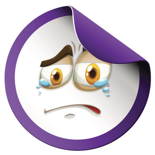 紫色贴纸上的哭泣的脸图片下载