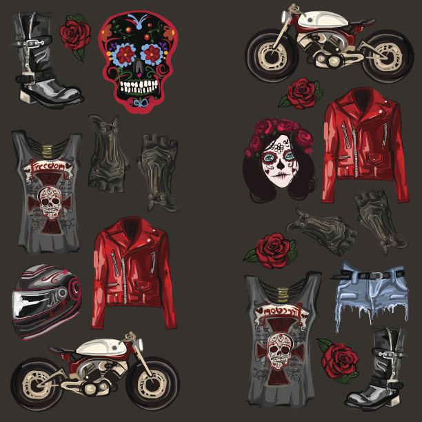 摩托车时尚骑手数字水彩图片图片下载