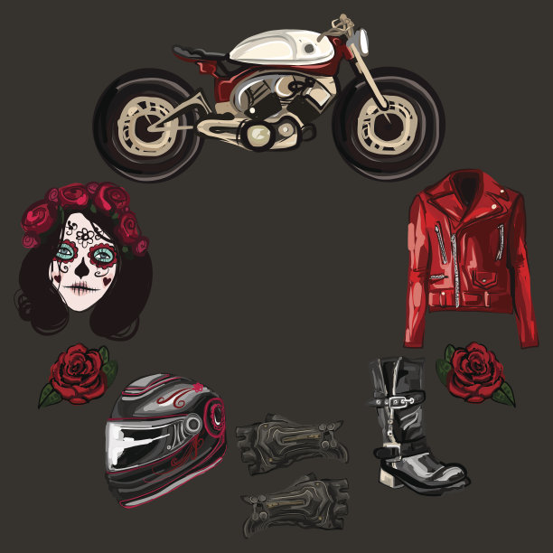 摩托车时尚骑手数字水彩图片图片下载