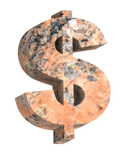 美元符号从花岗岩字母表集孤立在白色。图片下载