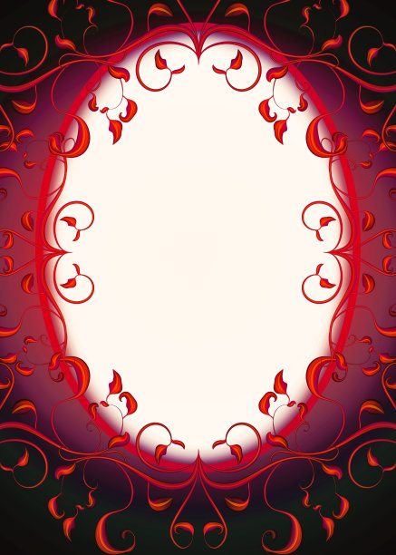 紫色美丽的幻想框架与装饰花边界的设计。图片下载