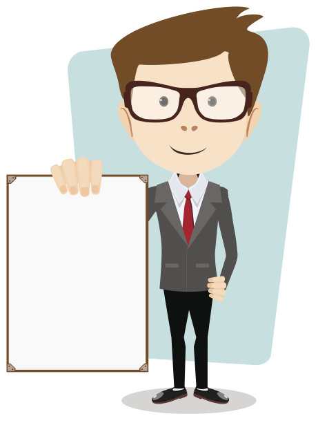 卡通商人指着空白的白板解释图片下载