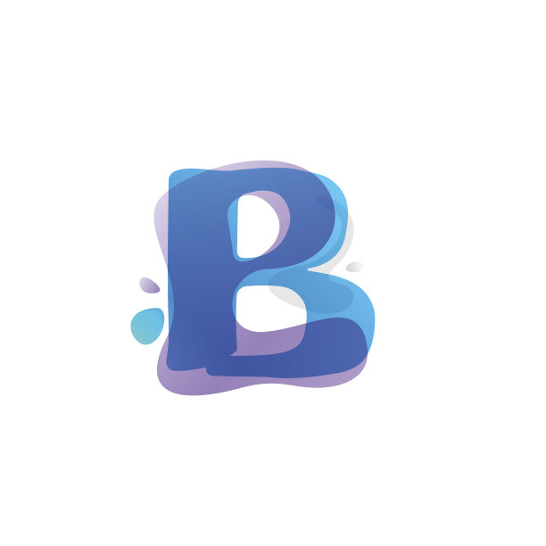 带有水彩飞溅效果的B字母图标图片下载