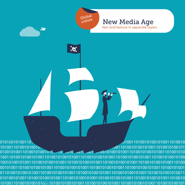 数字海洋上海盗船上的海盗图片下载