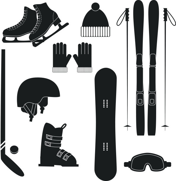 冬季运动图标上的白色背景。图片下载
