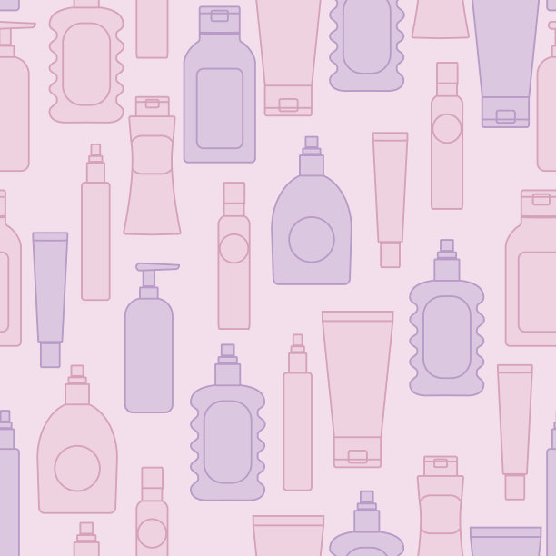 化妆品瓶无缝图案图片下载