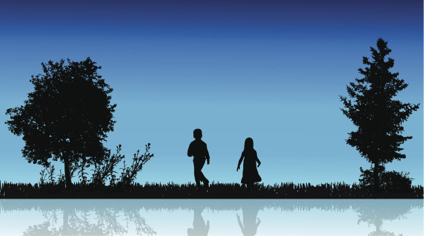 矢量剪影的孩子。图片下载