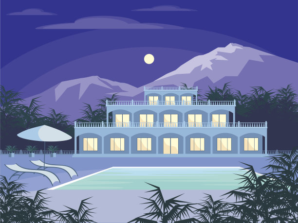 别墅和山脉图片下载