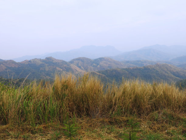 冬天群山和草地的美丽色彩。图片下载