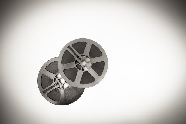 一对超级8毫米卷轴在黑色和白色图片下载