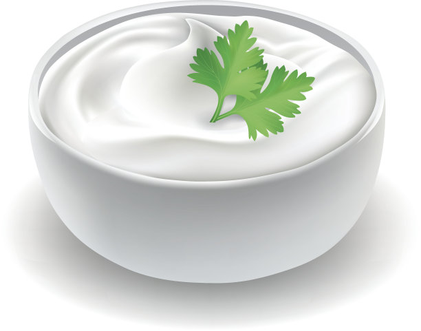 酸奶油罐子和绿色欧芹图片下载