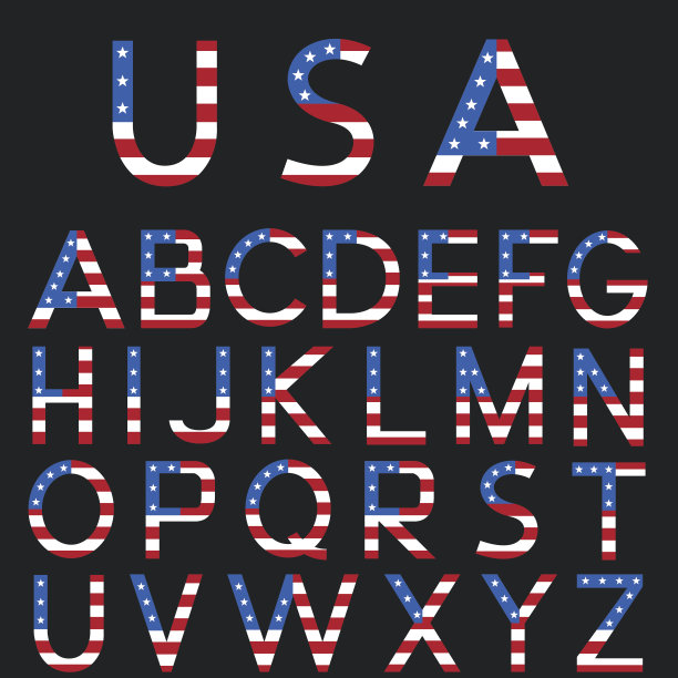 美国国旗字母表图片下载