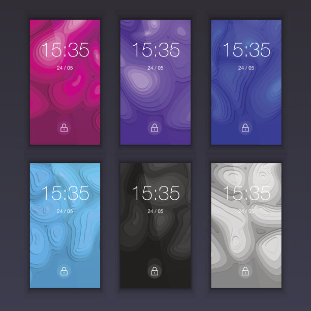 移动界面墙纸设计。集合抽象向量返回图片下载