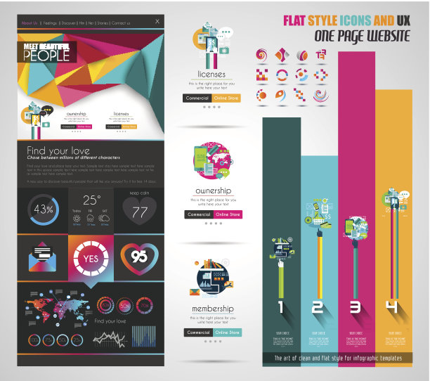 一页网站平面UI设计模板图片下载