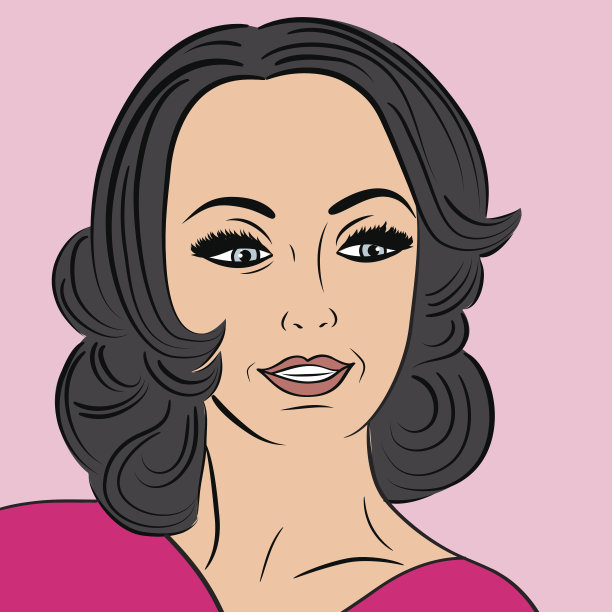 流行艺术可爱的复古女性漫画风格与信息图片下载