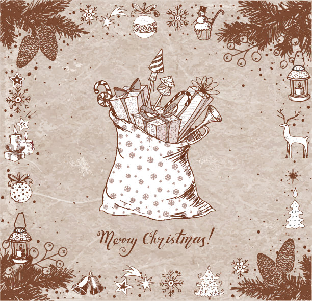 圣诞贺卡装满了礼物。礼物盒。圣诞节图片下载