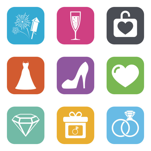 婚礼,订婚的图标。储物柜与心图片下载