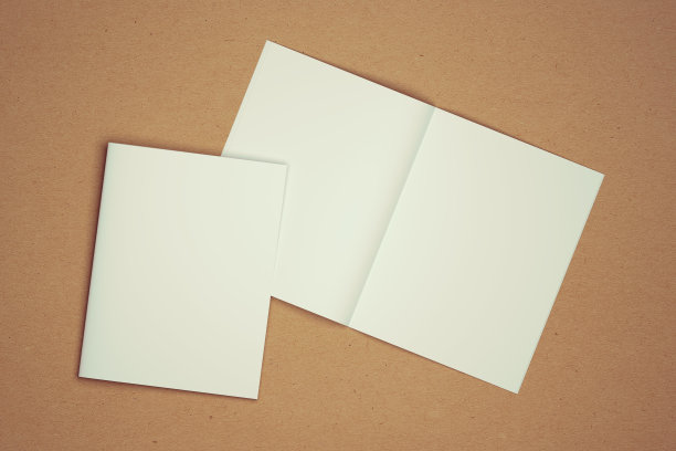 空白3D插图开放杂志与封闭展示封面图片下载