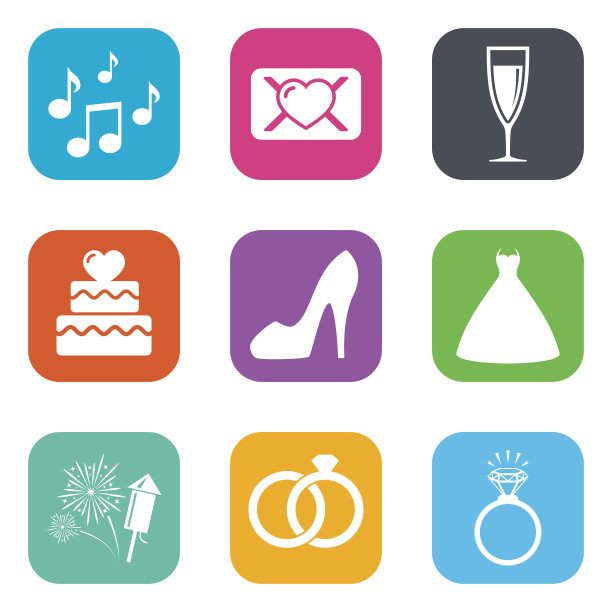 婚礼,订婚的图标。誓言的情书图片下载