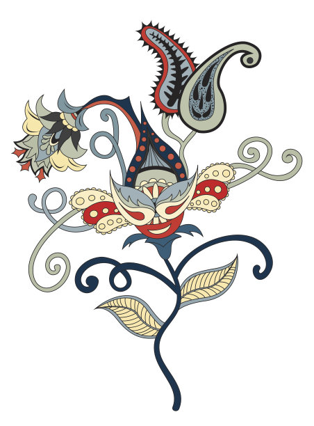 矢量佩斯利印第安装饰图片下载