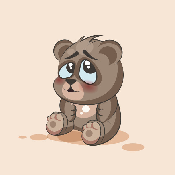 孤立的表情符号卡通熊尴尬，害羞和脸红贴纸图片下载