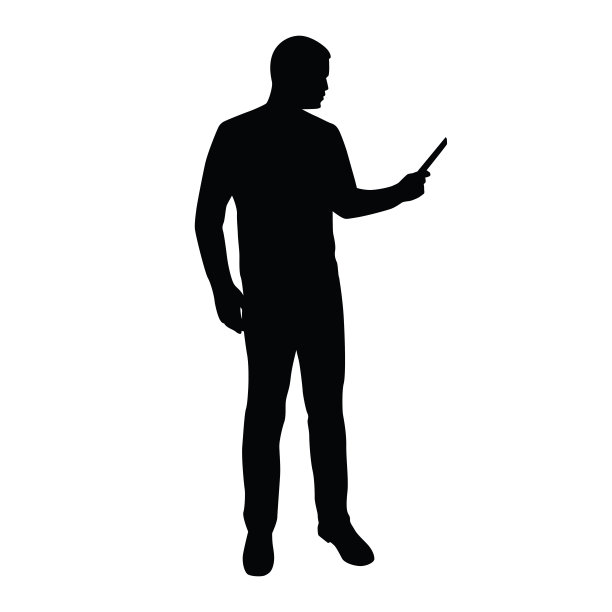 商人拿着平板电脑或手机站在那里图片下载