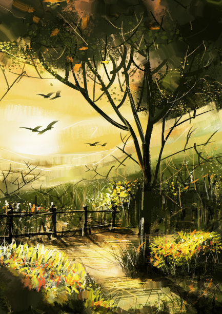 森林插画素材ID：130488976