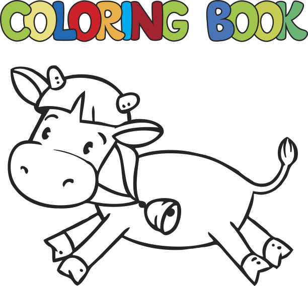 有趣的小母牛或小牛的涂色书图片下载