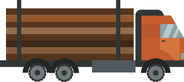 木材木材卡车矢量图孤立图片下载