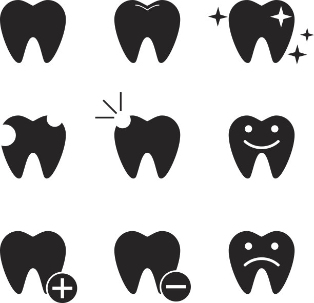牙齿，牙齿矢量图标设置图片下载