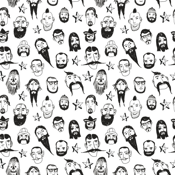 胡须和髭须无缝图案图片下载