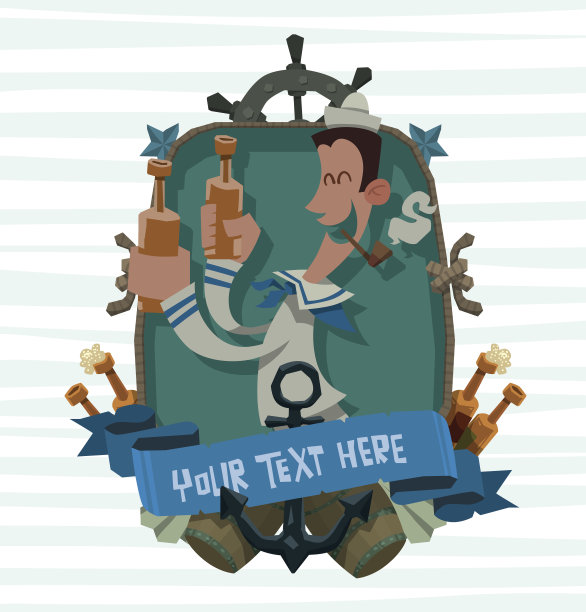 象征，醉醺醺的水手和两瓶啤酒图片下载