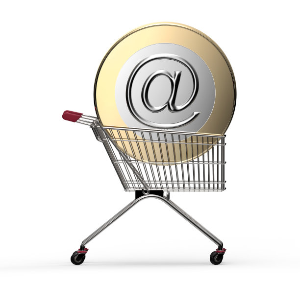 购物车与互联网币隔离在白色图片下载