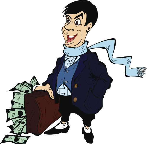 拎着装满钱的箱子的有钱人图片下载