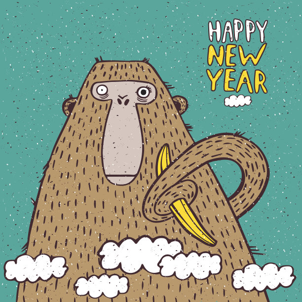 香蕉猴年快乐图片下载