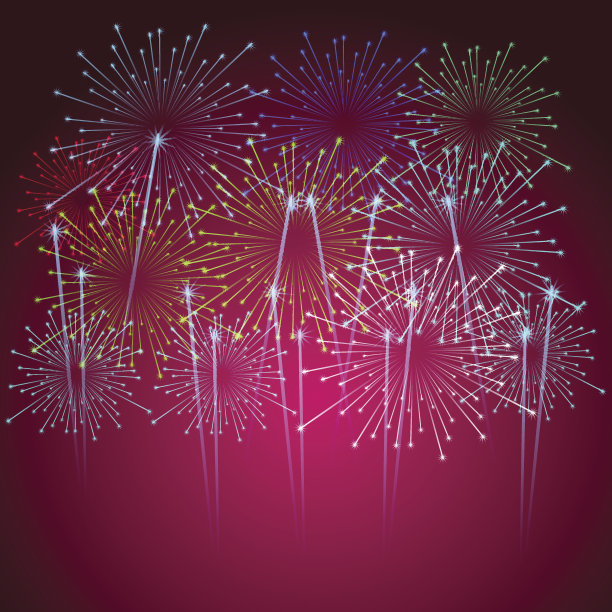 烟花表演新年和所有庆祝矢量插图图片下载