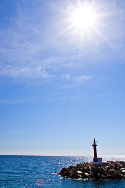 太阳平静的大海图片下载
