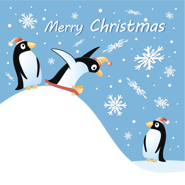 企鹅圣诞贺卡图片下载