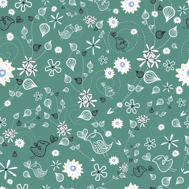 情人节贺卡上有鲜花和小鸟图片下载