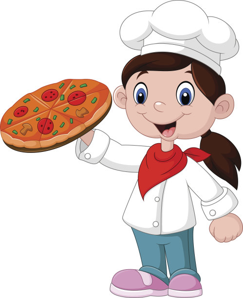 可爱的小女孩拿着披萨素材图片