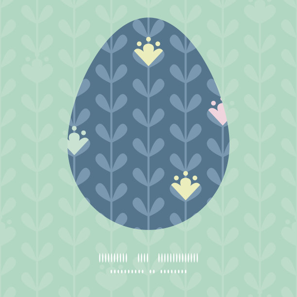 向量开花藤条复活节彩蛋轮廓框架模板图片下载