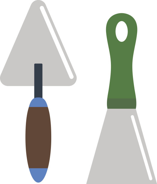 油灰刀工人设备矢量插图孤立在白色图片下载