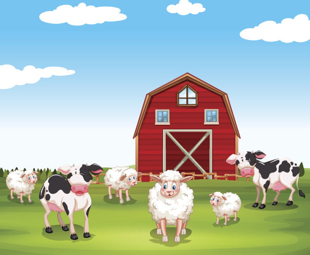 农场里有羊和牛图片下载