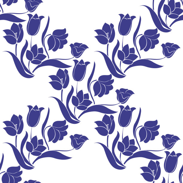 花无缝纹理与郁金香图片下载