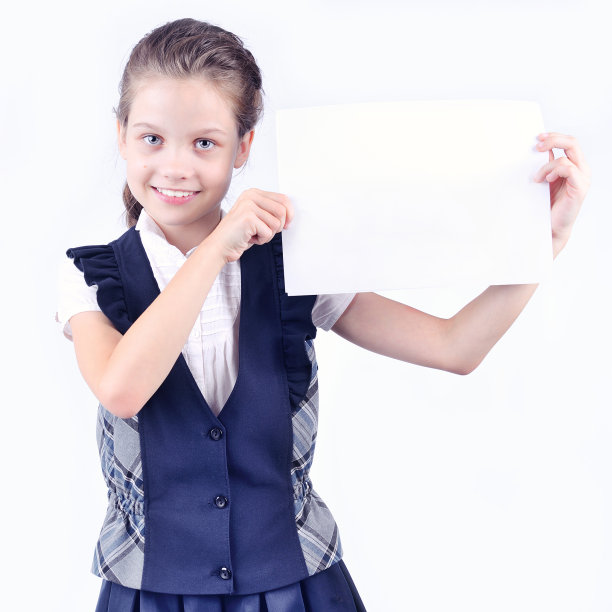 少年女孩的肖像与学校的背包持有颜色图片下载