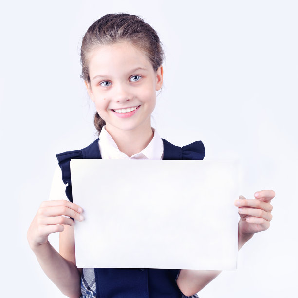 少年女孩的肖像与学校的背包持有颜色图片下载