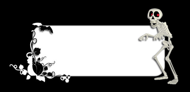 万圣节横幅前的快乐骷髅插图图片下载