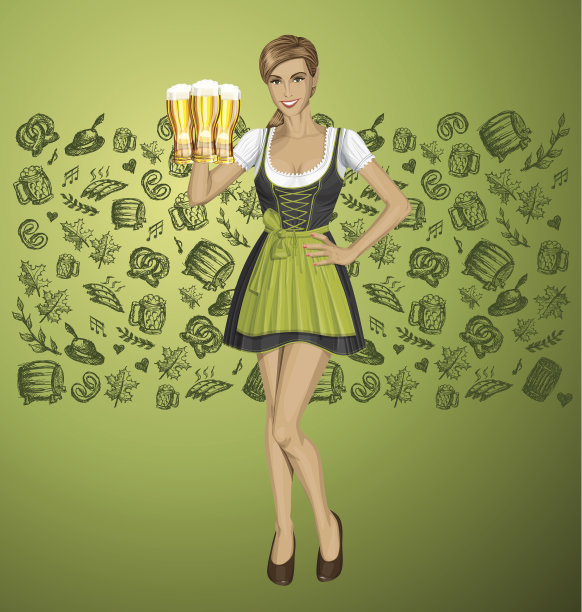 Vector可爱的女人在慕尼黑啤酒节图片下载
