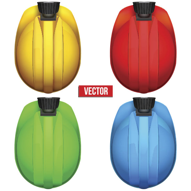 带灯的经典矿工头盔。前视图。矢量图上图片下载