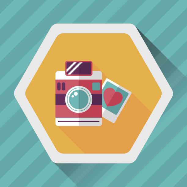 情人节照片长阴影扁平图标，eps10图片下载